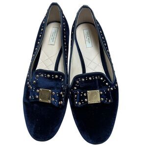 Cole Haan Tali Bow Studded Loafer Velvet BLUE Sz 8
